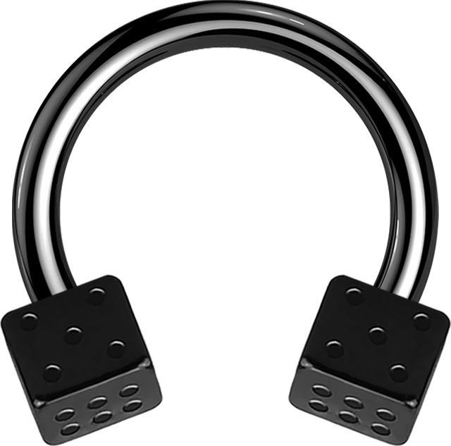 Produktbild Star Piercing Micro Circular Barbell schwarz mit zwei Würfel (ohne Messing, Chirurgenstahl 316L)
