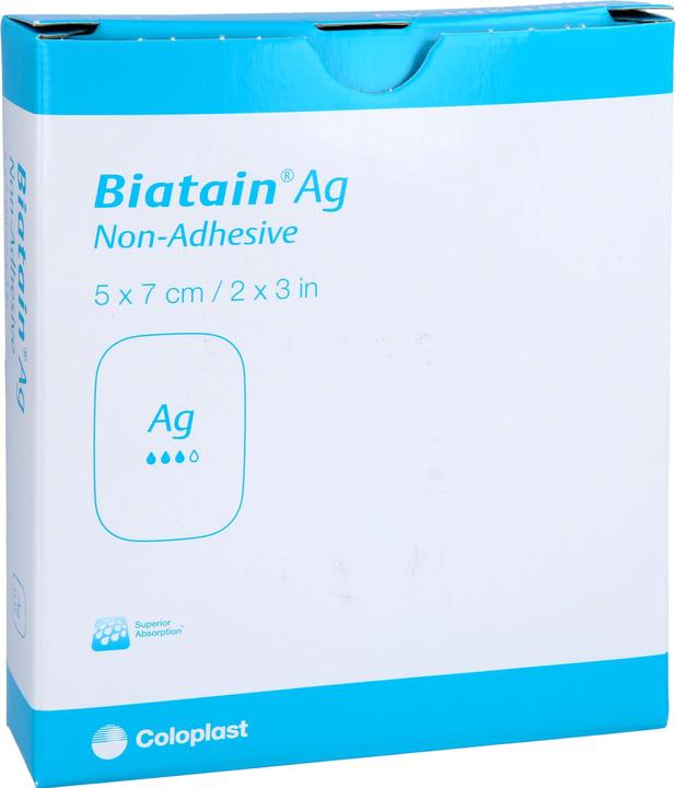 Actual product image Coloplast Biatain Ag foam dressing non-adhesive 5x7cm, 5 pcs VER
