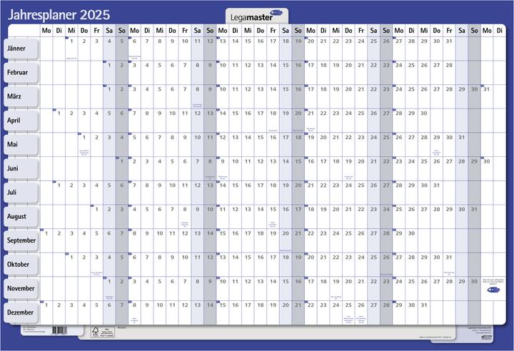 Image du produit Legamaster planning annuel en carton mini 406x594mm DE 2025