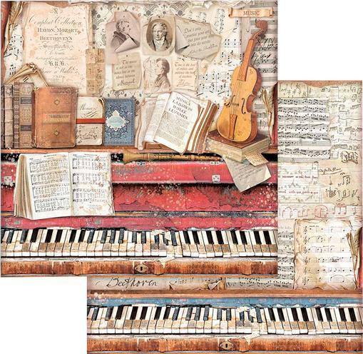 Actual product image Stamperia Vintage Library" scrapbooking pad, 10 sheets, 30.5 x 30.5 cm (190 g/m², 10 x)
