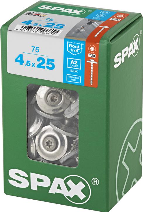 Produktbild Spax SPENGLERSCHRAUBE A2 T-STAR PLUS T20 4CUT DICHTSCHEIBE 20MM 4,5X25 Universal (1 Schrauben pro Stück)