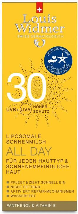 Actual product image Louis Widmer All Day sun milk perfumed (Suntan lotion, SPF 30, 100 ml, 137 g)