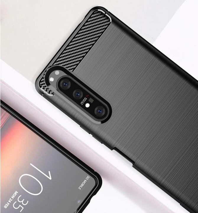 Produktbild Screenguard Sony Xperia 1 II Hülle Carbon Brushed Soft TPU (Sony Xperia 1 II)