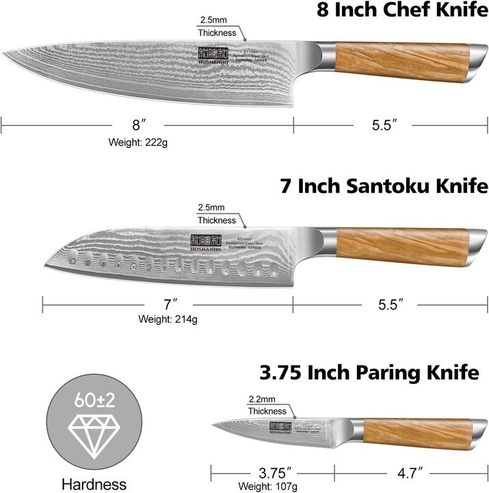 Immagine prodotto Hoshanho Set di coltelli da 3 pezzi (20 cm)