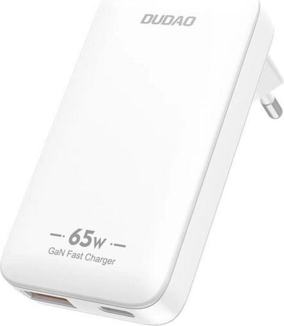 Produktbild Dudao GaN A65Q 65W USB-A / USB-C PD Ultra-Thin Wall Charger - White (65 W)