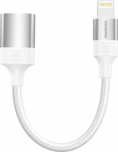 Produktbild Swissten OTG ADAPTER Textil Lightning (male) / USB-A (female) 0,13 M Weiss (Lightning, USB-A)
