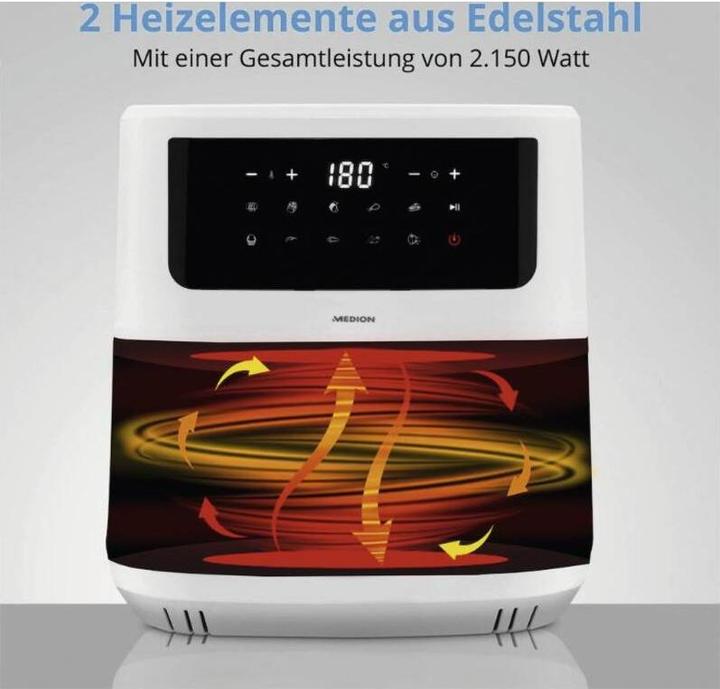 Produktbild Medion MD 11750 Life P10 XL Duo-Heissluftfritteuse 6,8 l, weiss