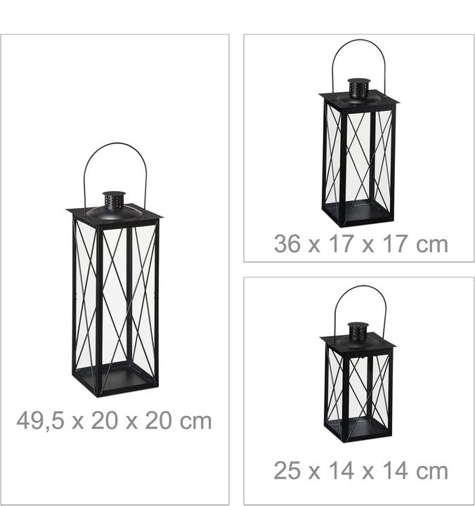 Actual product image Relaxdays 3pcs lantern set (20 x 20 x 49.5 cm, 3 x)