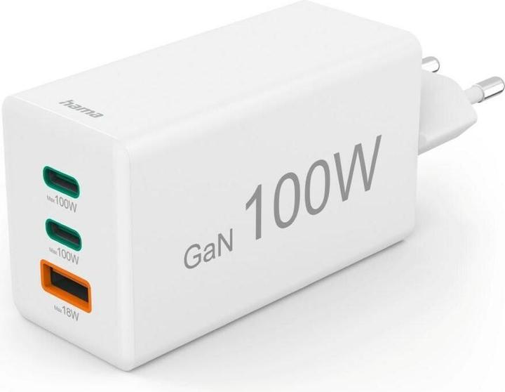 Produktbild Hama Schnellladegerät GaN, 2x USB-C PD, 1x USB-A Q (100 W)