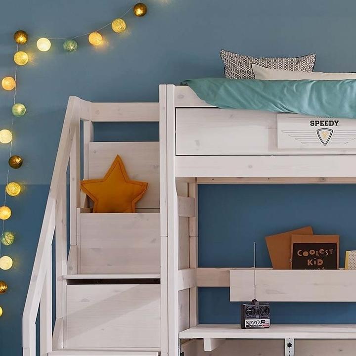 Image du produit Lifetime Kidsrooms Kidsrooms Lit mi-hauteur avec escalier et tablette roulante 128 x 257 x 102 (90 x 200 cm)