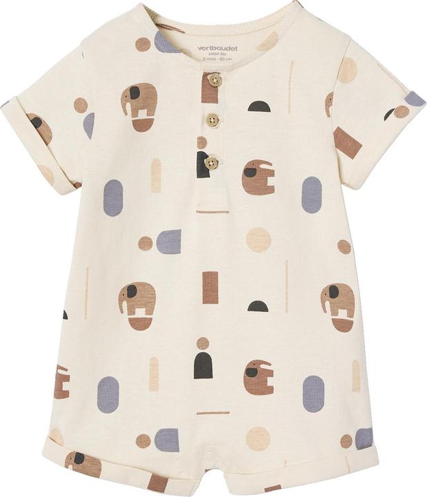 Vertbaudet Bio-Kollektion: Gemusterter Baby Kurzoverall (104)