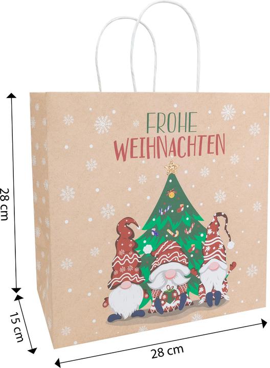 Produktbild Idena Geschenktasche Weihnachten Wichtel mehrfarbig 28x15x28cm (Geschenktüte)