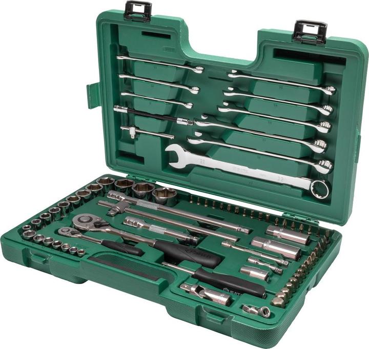 Produktbild SATA 1/4" & 1/2" 6-Kant Steckschlüssel & Ringmaulschlüssel Set, 76-teilig