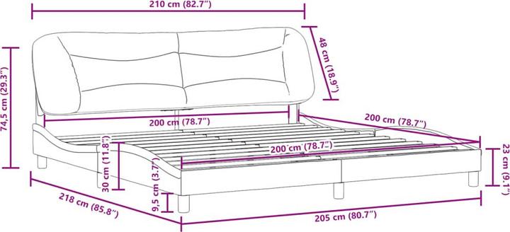 Produktbild VidaXL Bettgestell mit Kopfteil Kunstleder (200 x 200 cm)