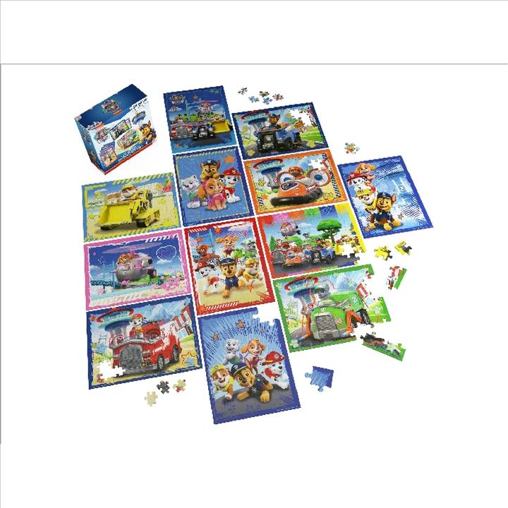 Actual product image Spin Master PAW Patrol, Coffret de 12 puzzles de 24, 48 ou 100 pièces, Chase, Marcus, Stella, Everest, Ruben, Zu (12 pieces)