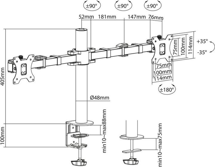 Produktbild Monitor Desk Mount, 2 screens up to 32ö and 12 kg (Tisch, 32")