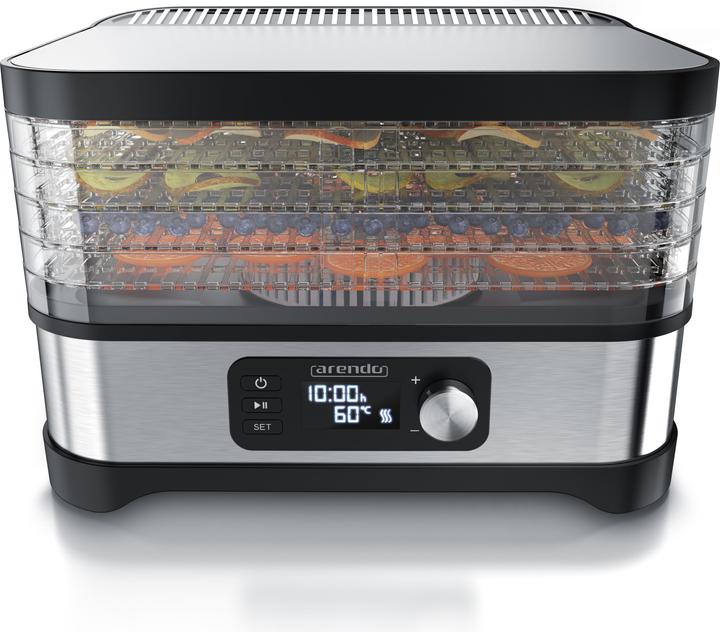 Actual product image Arendo Dörrautomat mit Temperaturregler, 5 Etagen, 35-70°C, Edelstahl, Dörrgerät 400 W, Timer 24h, BPA-frei