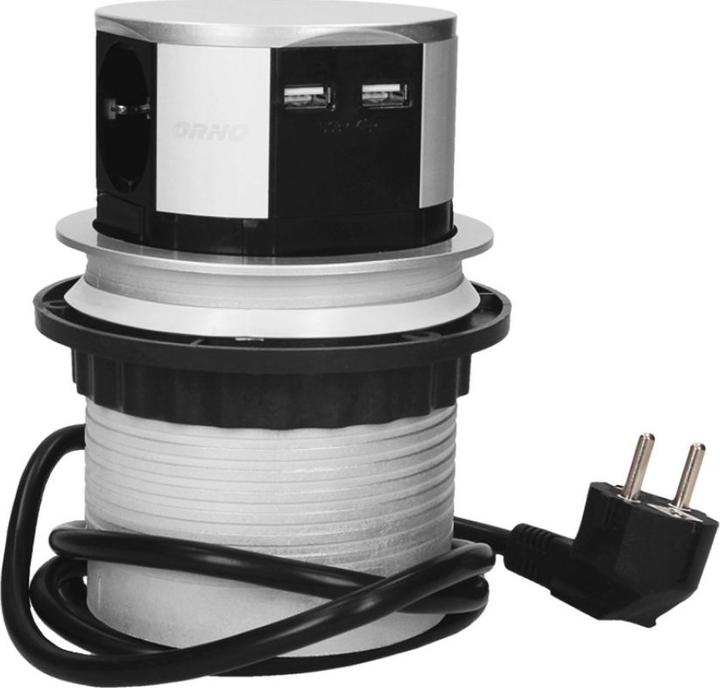 Produktbild Orno Tischsteckdosenleiste (3 x, USB-A, CEE 7/3, 1.50 m)