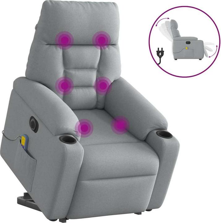 Immagine prodotto VidaXL Poltrona massaggiante elettrica con ausilio per la posizione eretta Tessuto grigio chiaro