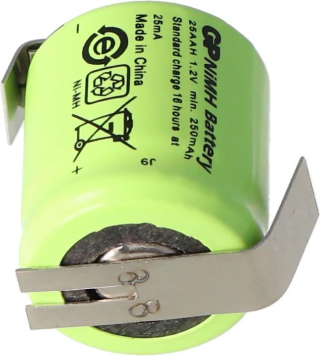Actual product image AccuCell Akku für Sanyo N-110AA Akku NiMH 1/3 AA Mignon mit Lötfahne Z-Form (1 pcs., 1/3 AA, 150 mAh, Rechargeable battery)
