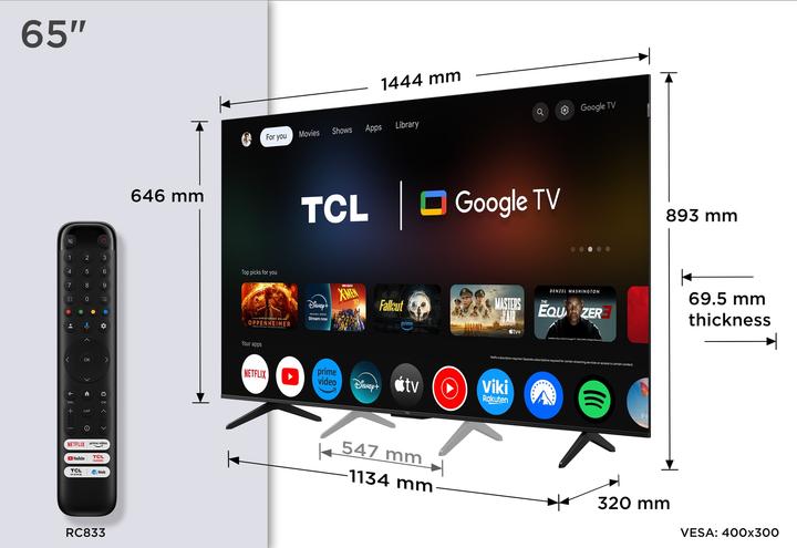 Produktbild TCL P7 65P7K, 165,1 cm (65"), 3840 x 2160 Pixel, QLED, Smart-TV, WLAN, Metallisch (65", QLED, 4K)