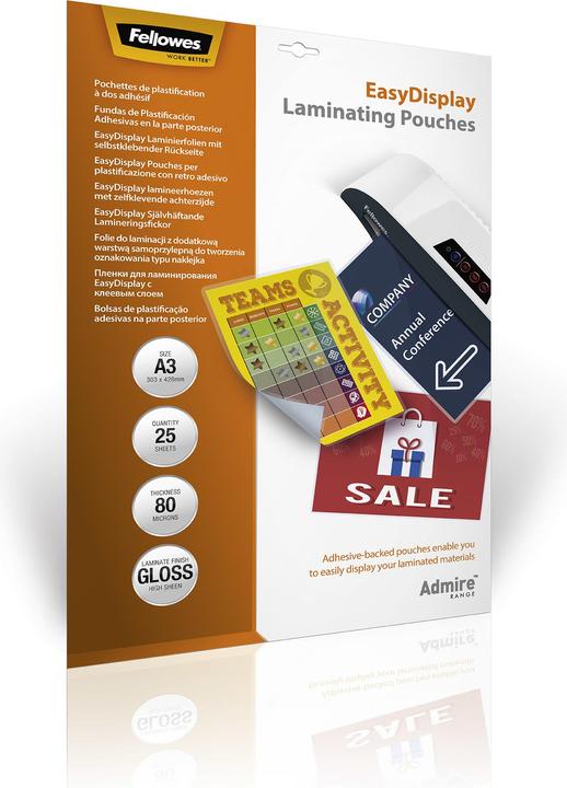 Actual product image Fellowes Laminating pouch A3 5601803 glossy, 80my, selfcl. 25 pcs. (A3, 25 Piece, 80 µm)