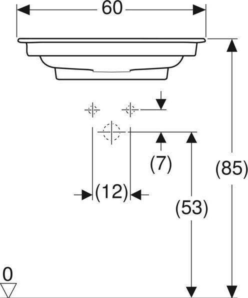 Actual product image Geberit ONE furniture washbasin outlet horizontal, 60x13x47,5cm, 505.00 (130 mm, 600 mm)