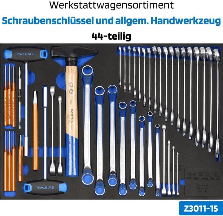 Produktbild SW-Stahl Z3116 Profi Werkstattwagen TT801 blau I 8 Schubladen I 3 Schubladen gefüllt I 213 teilig I (213 x)