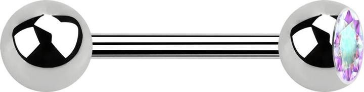 Star Piercing Barbell silber mit Kugel und Kugel Kristall multicolor (Chirurgenstahl 316L)