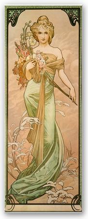 Image du produit Trenddeko Mucha - Les saisons : Le printemps (50 x 120 cm)