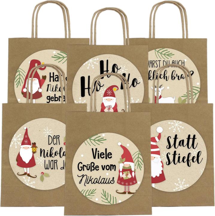 Produktbild Papierdrachen Geschenktüten zum Nikolaus – Wichtel (Geschenktüte, 6 x)