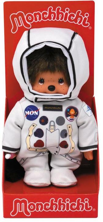 Actual product image Monchhichi Sekiguchi 221257 Original boy astronaut, made of brown plush, in white space jumpsuit, approx. 20 c (20 cm)