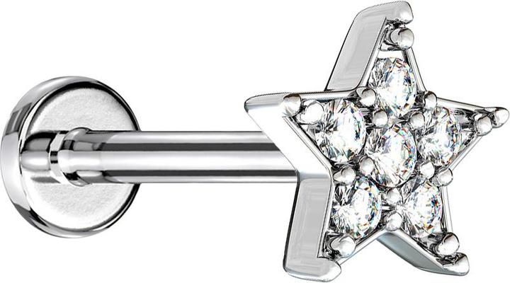 Immagine prodotto Star Piercing Micro Labret filo interno argento stella cristallo argento (Ottone)