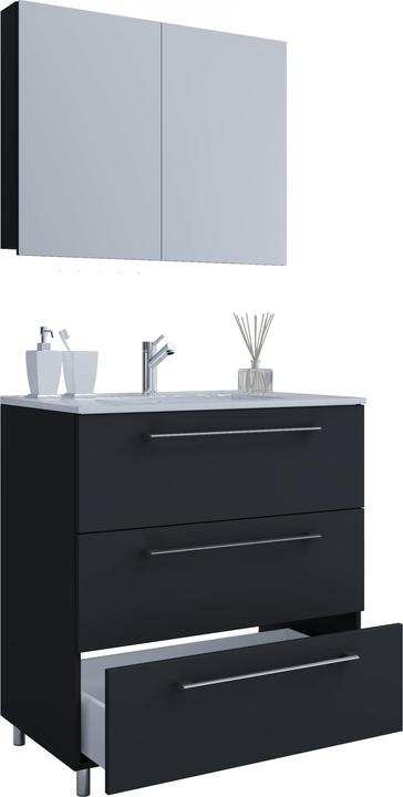 Produktbild VCM 3.-tlg. Stand Waschplatz Waschtisch Badinos 3 Schubladen Spiegelschrank