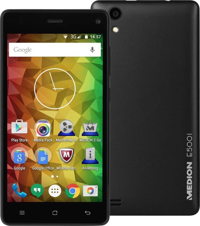 Actual product image Medion Life E5001 (8 GB, Black, 5", Dual SIM, 3G)