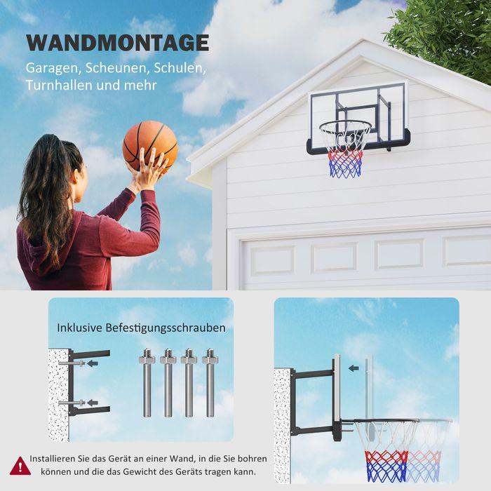 Actual product image Swisshandel24 Basketballkorb mit Rückwand für Outdoor & Indoor Wandmontage Schwarz, ø45cm