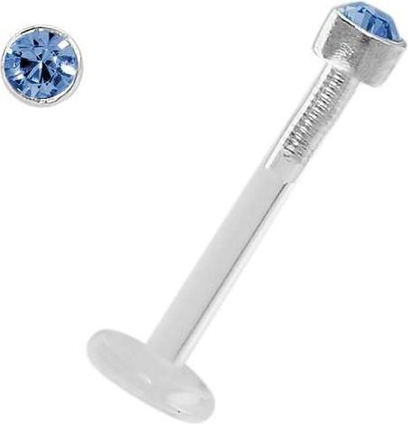 Bijouteria Piercing für Lippe/Tragus (Bioplast, Silber 925, Swarovski Kristall)