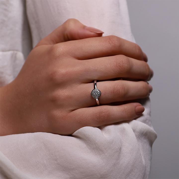 Immagine prodotto Ti Sento Milano Anello solitario con pavé di zirconi 12174ZI (56, 925 Argento)