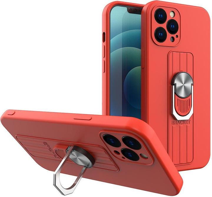 Image du produit Hurtel Coque Ring Case en silicone avec grip pour les doigts et support pour iPhone XS Max rouge (Apple iPhone XS Max)
