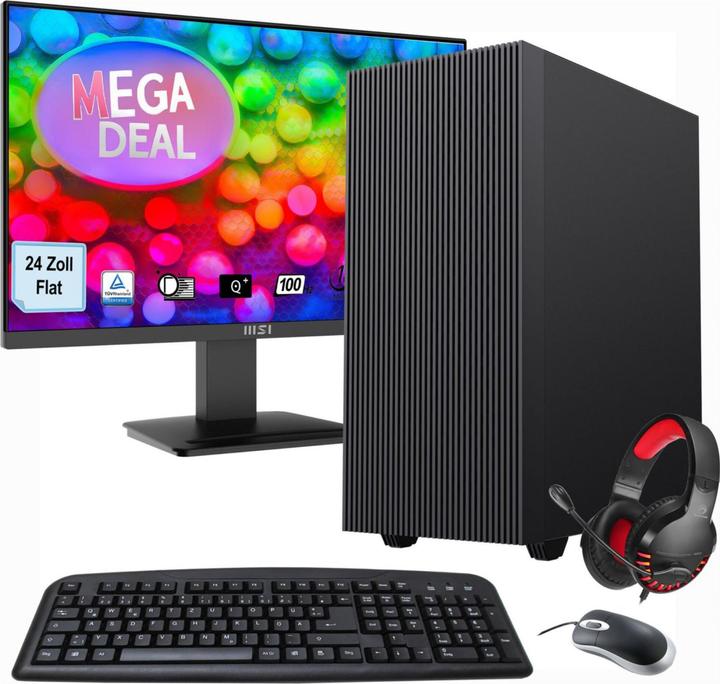 Produktbild GameMax MegaDeal Multimedia PC SET2472 7372 + MSI PRO MP2412DE + Maus, Tastatur & Headset (AMD Ryzen 5 5600G, 16 GB, 1000 GB)