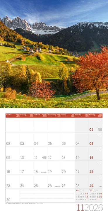 Produktbild Alpen Kalender 2026 - 30x30 (30 x 30 cm, Harter Einband, Französisch, Englisch)