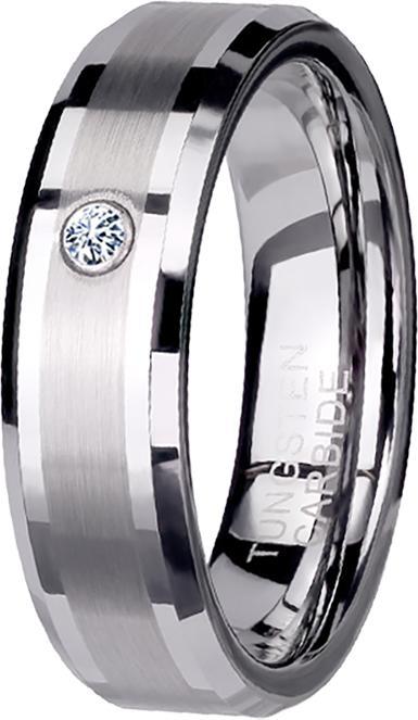 Star Piercing Ring silber mittig gebürstet mit Kristall