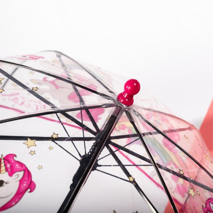 Actual product image Alopini Colourful princess umbrella with pocket edge cute transparent plastic printed unicorn