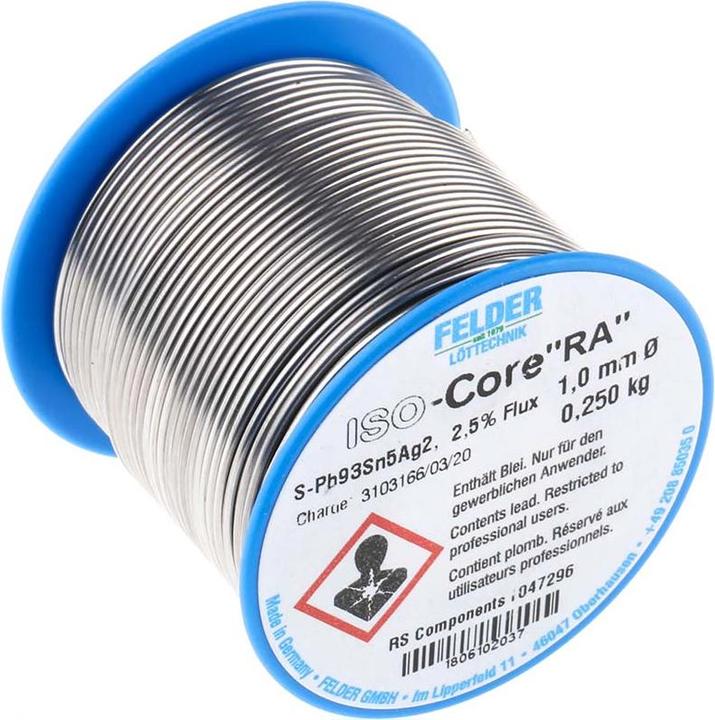 Produktbild Felder Lottechnik Lötdraht Pb93Sn5Ag2 RA 1,0mm 250g