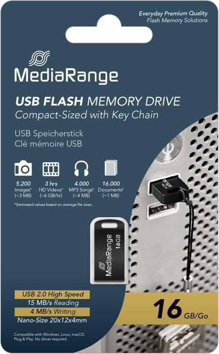Immagine prodotto MediaRange Chiave di memoria USB Nano (16 GB, USB-A)