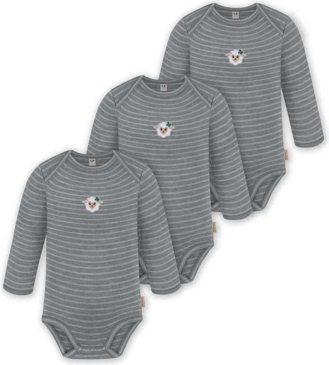 Actual product image Normani 3-pack baby merino bodysuit long sleeve "Auckland" - 9371 (56)