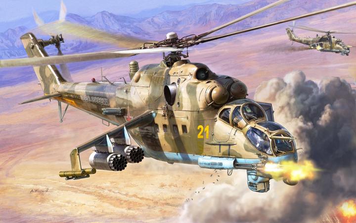 Actual product image 1:48 MIL MI-24P Russ. Attack Helicopter