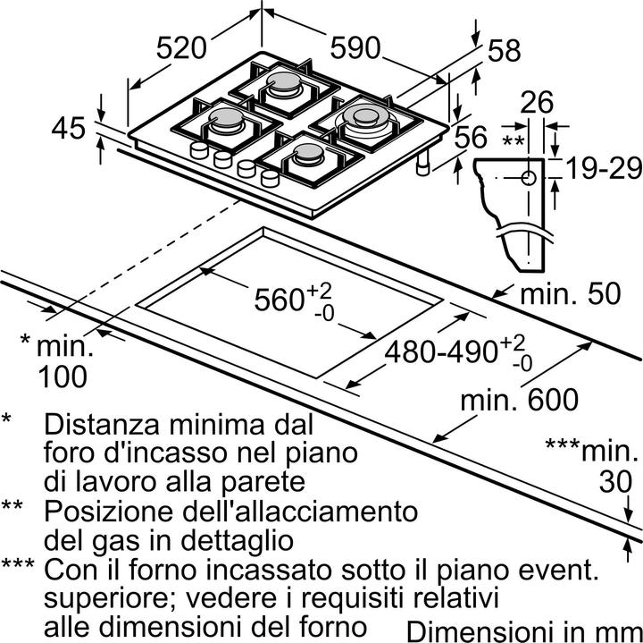 Image du produit Siemens EN6B6HB90 Table de cuisson Intégrée Table de cuisson à gaz 4 zone(s)