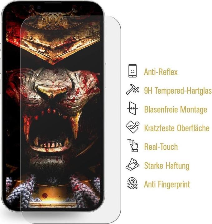 Actual product image Protectorking 1x Genuine tempered 9H armoured glass, matt anti-reflective (1 Piece, Apple iPhone 13)