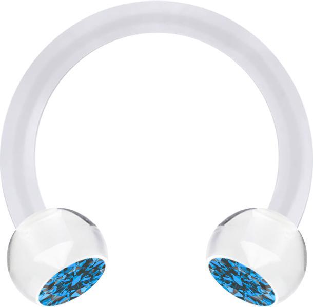 Produktbild Star Piercing Micro Circular Barbell transparent mit zwei Kugeln Kristall hellblau (Acryl, ohne Messing)